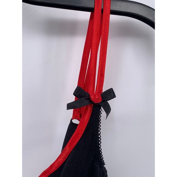 INTIMISSIMI Women's Black-Red Mesh Double Spaghetti Strap Hook Corset Top SZ M - Picture 4 of 11